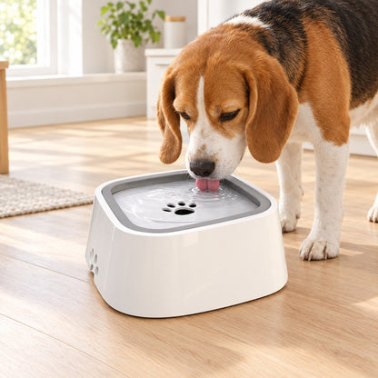Beagle drinking from the Floating Dog Water Bowl
