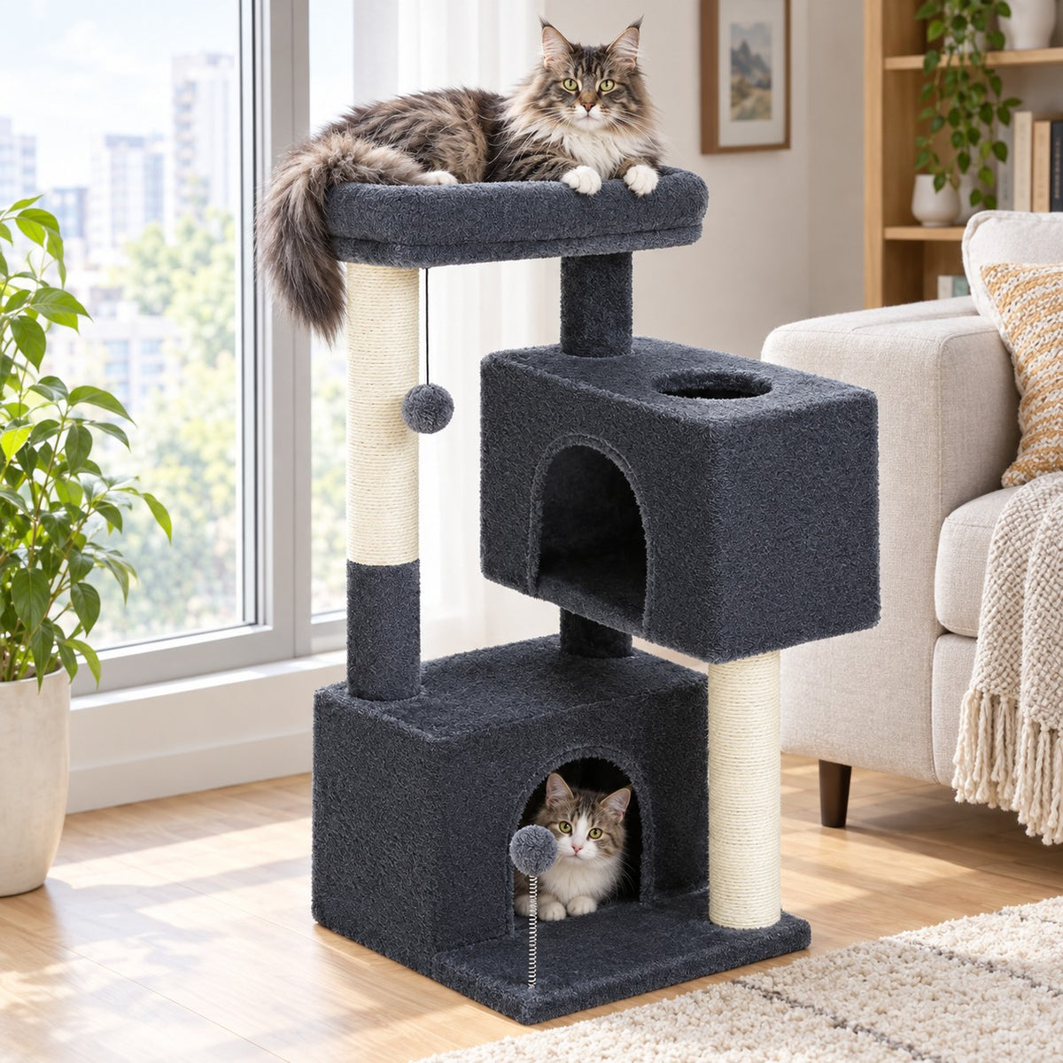 Cats relaxing on the Cat Tree for Large Cats