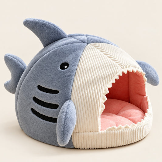 Luxury Plush Shark Pet Bed studio photo