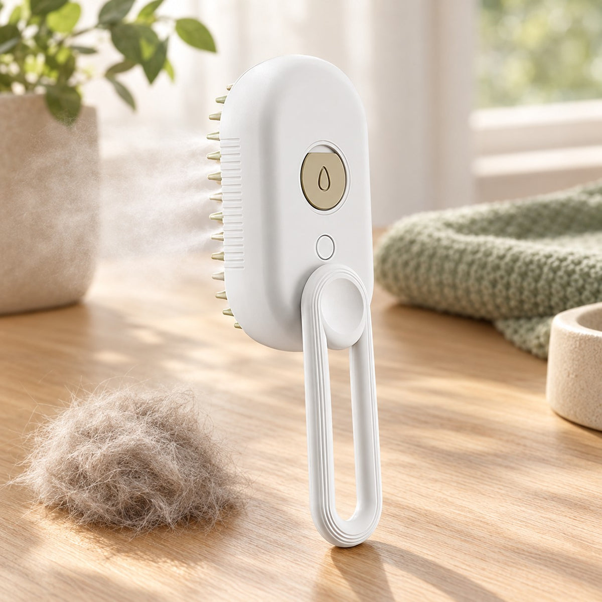 Electric Cat Steam Brush with removed fur